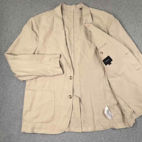 Vince Relaxed Hemp Blazer Sport Coat Jacket Khaki Sand Men's Size Large Academia - Picture 1 of 9